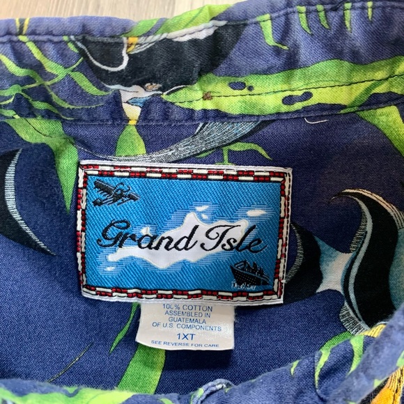 Vintage Angelfish Seaweed Print Button Down. XLT - Picture 4 of 9